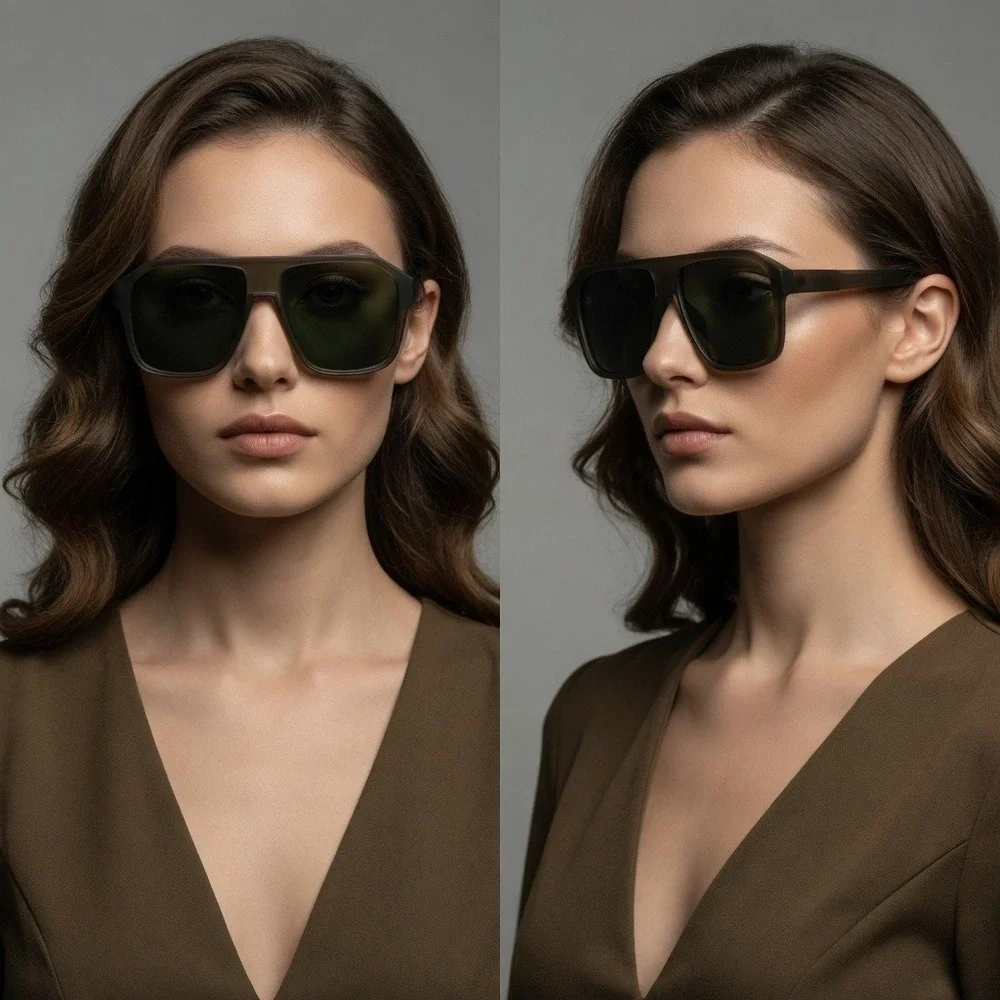 Sunglasses Premium Luxury Women Fashion Eyeshades Crafted Gray Frame Black Lens